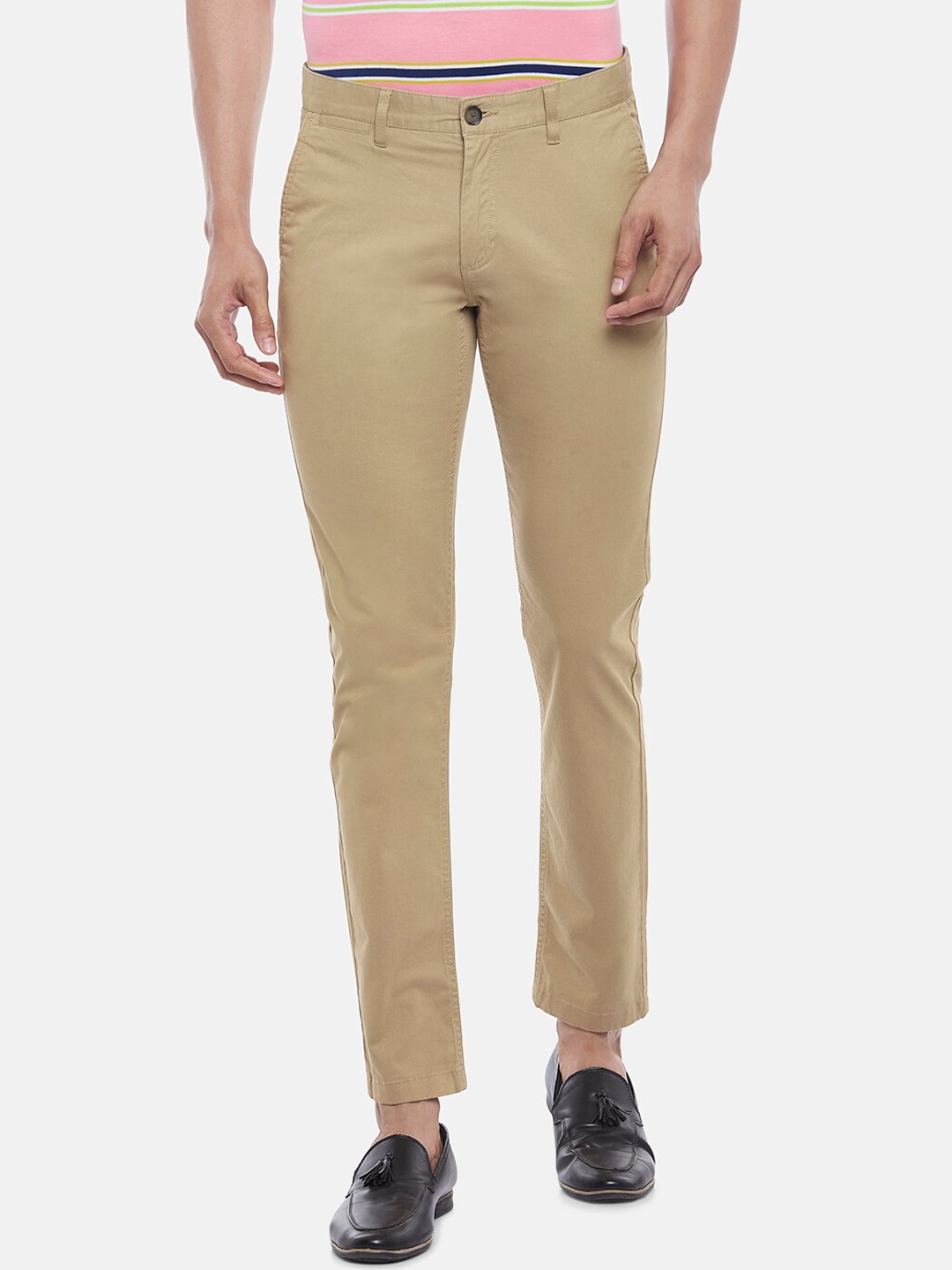 

BYFORD by Pantaloons Men Khaki Ultra Slim Fit Low-Rise Chinos Trousers