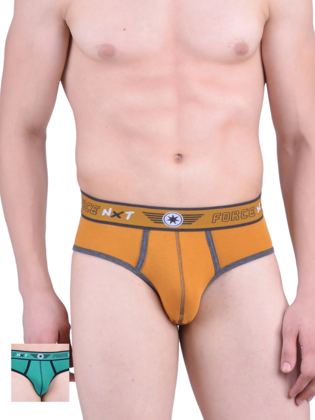 

Force NXT Men Pack of 2 Printed Assorted Briefs MNFL-32-po2, Mustard
