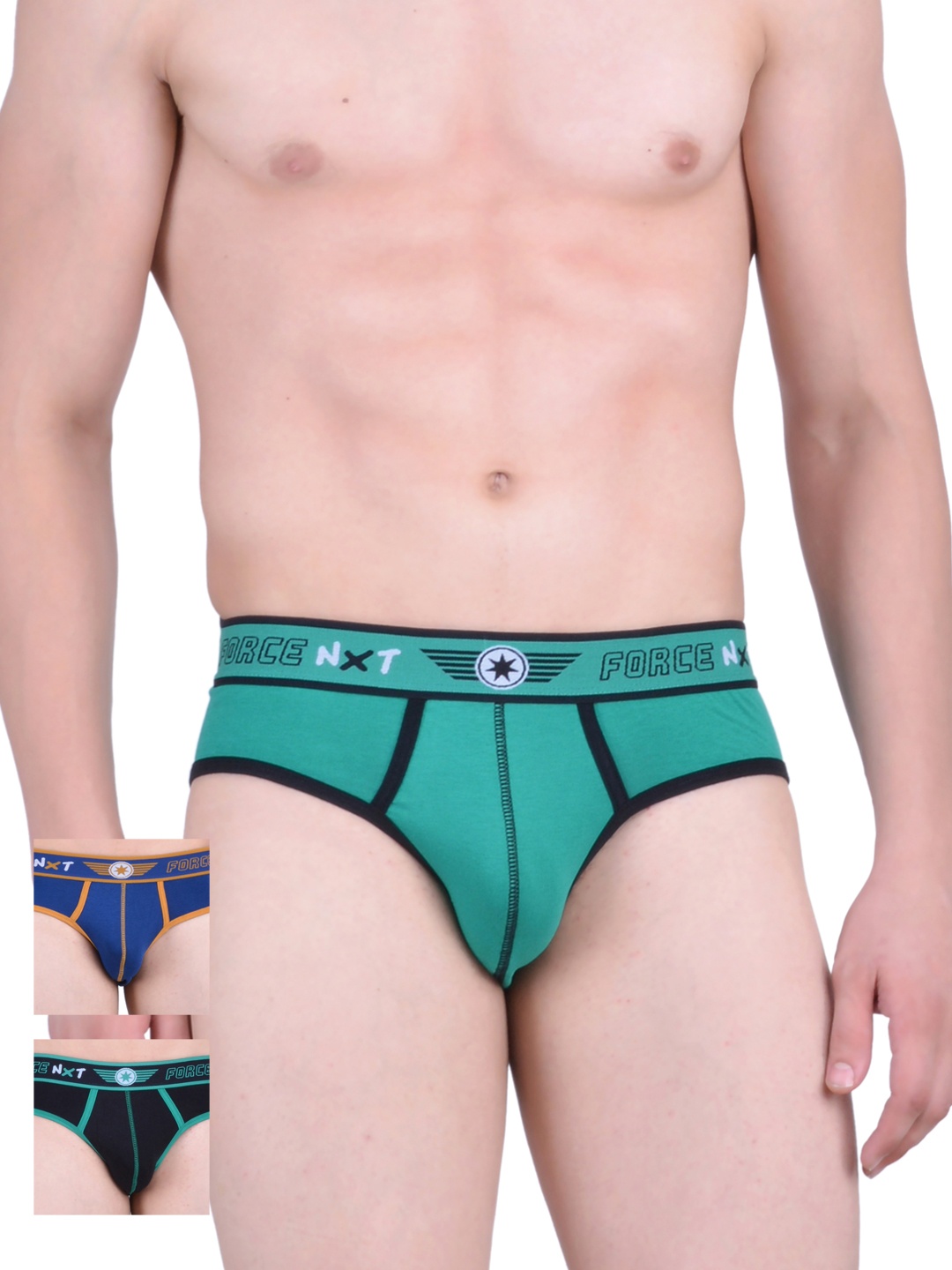 

Force NXT Men Pack of 3 Printed Assorted Briefs MNFL-32-po3, Green