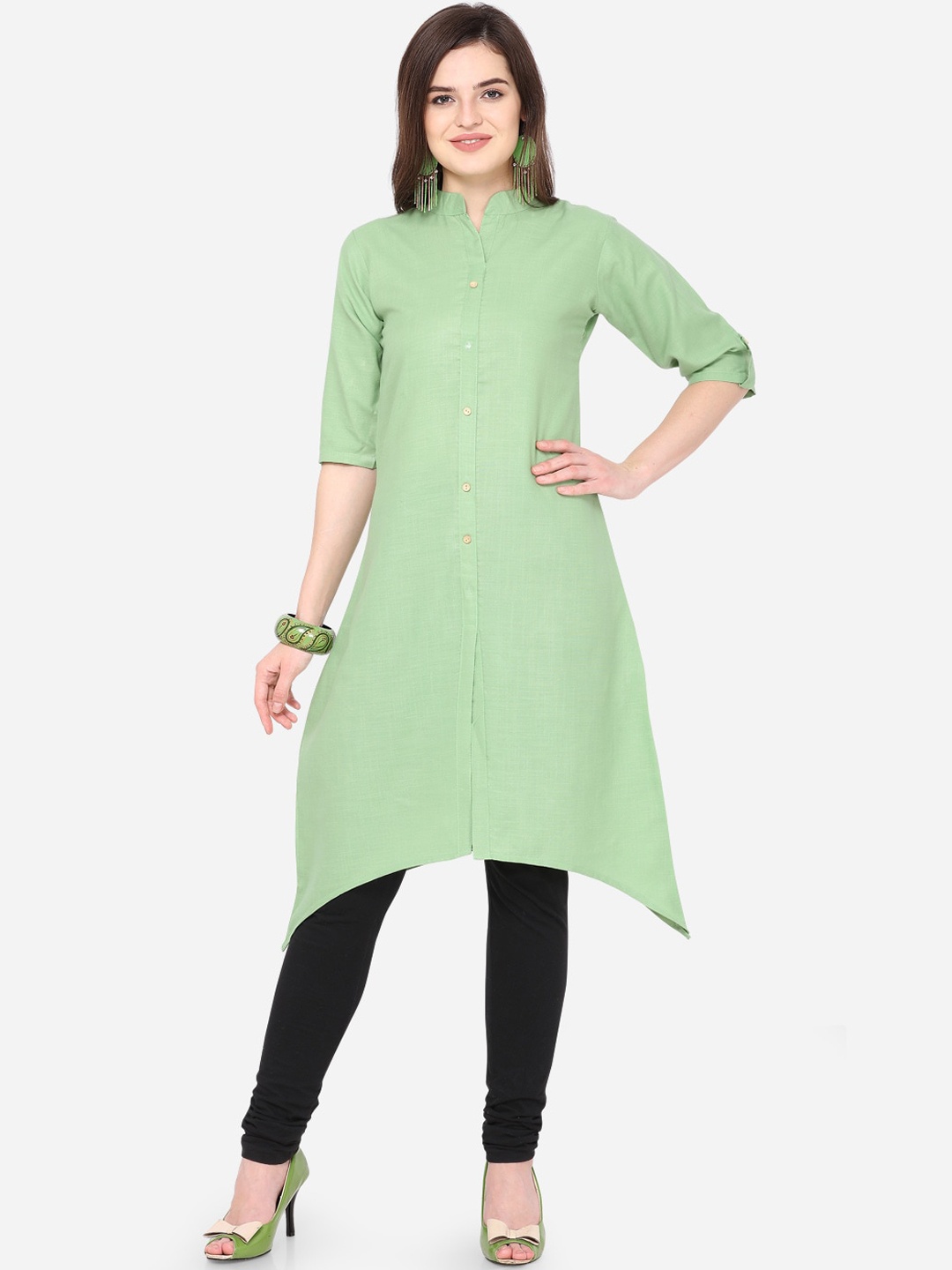 

KALINI Women Green Asymmetric Kurta