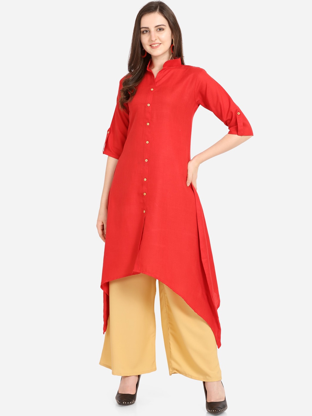 

KALINI Women Red Asymmetric Kurta