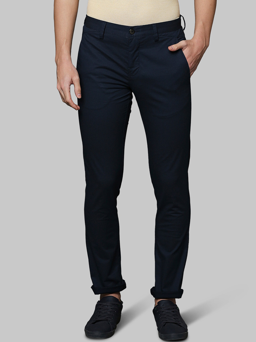 

Park Avenue Men Navy Blue Solid Slim Fit Chinos