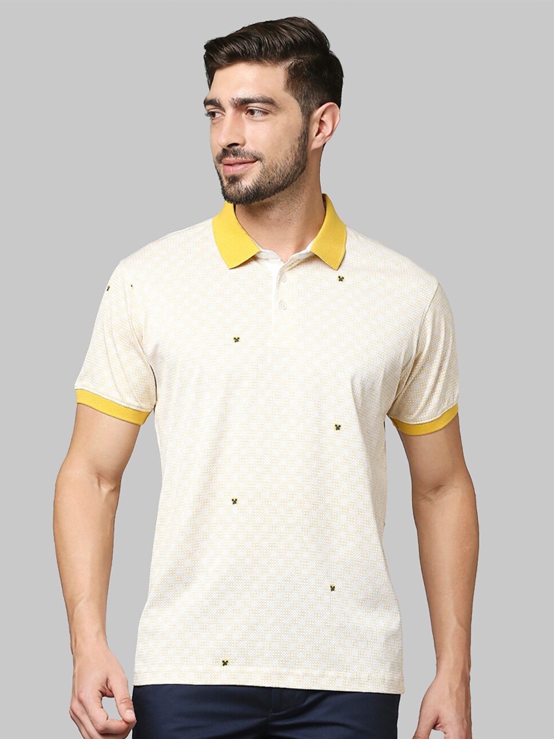 

Park Avenue Men Yellow Polo Collar Cotton Slim Fit T-shirt