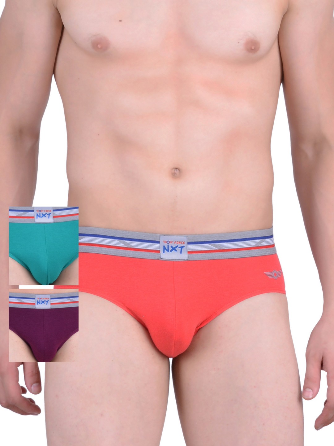 

Force NXT Men Pack of 3 Assorted Briefs MNFL-54, Coral