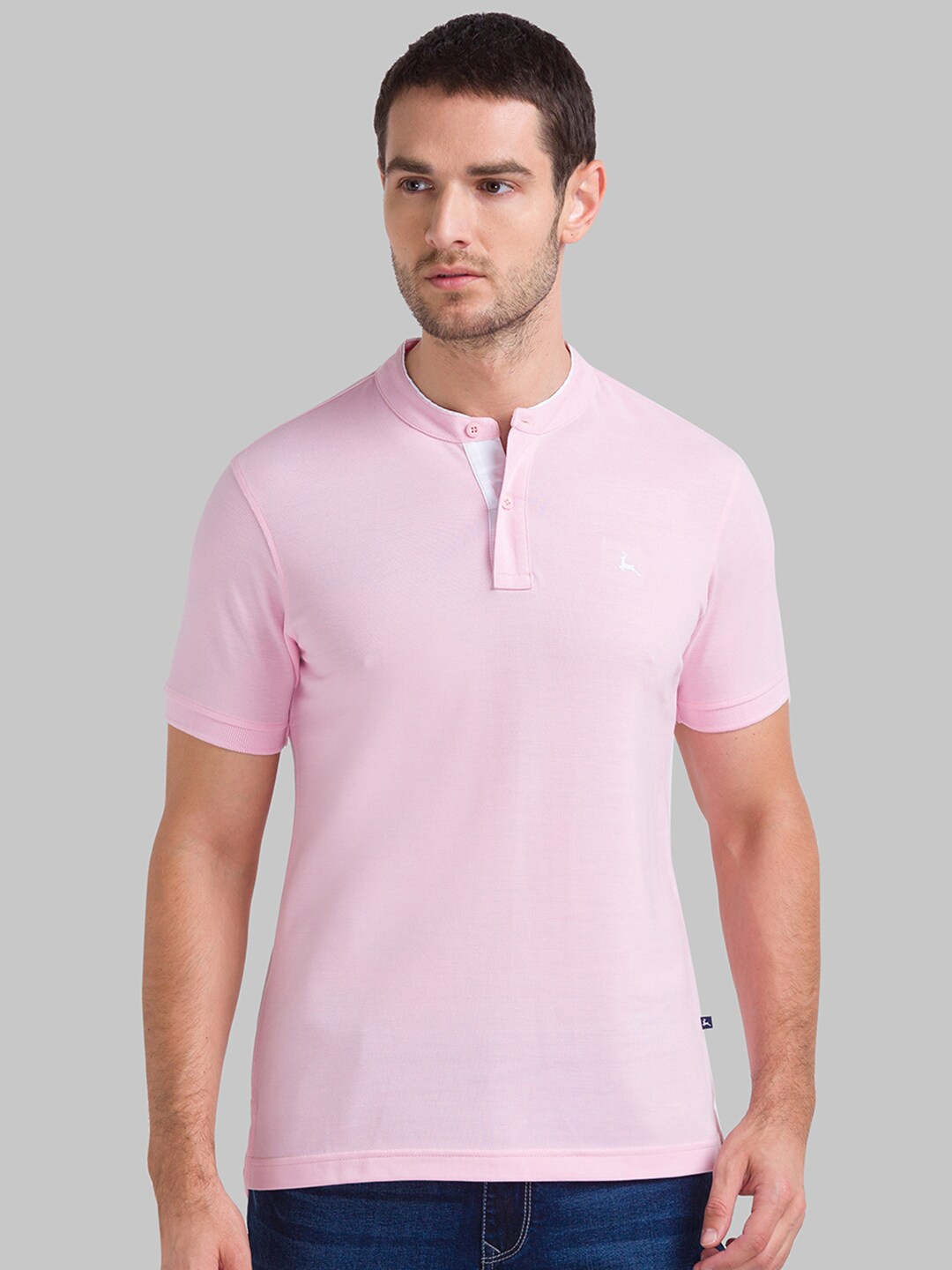 

Parx Men Pink Henley Neck T-shirt