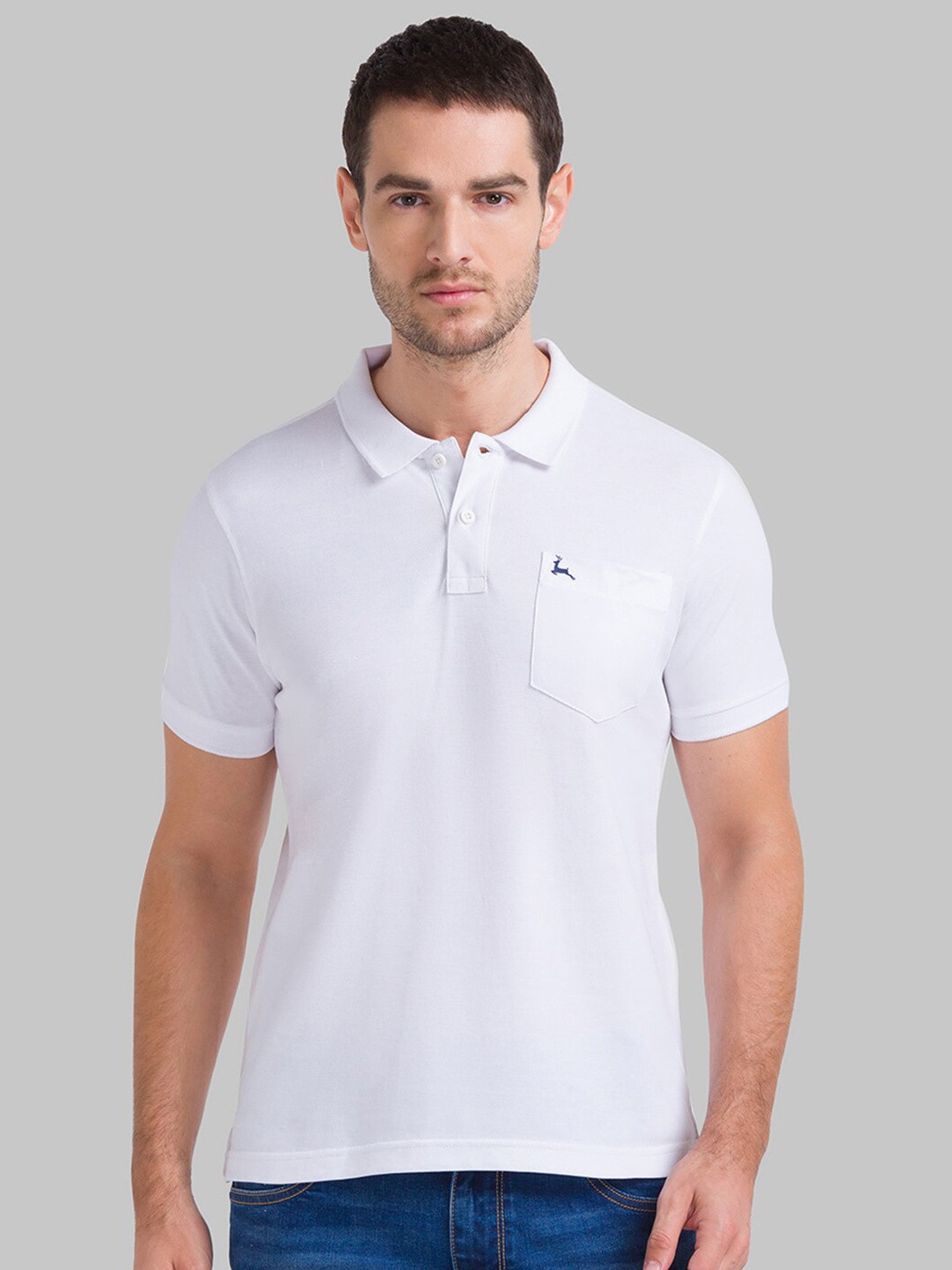 

Parx Men White Polo Collar Cotton T-shirt