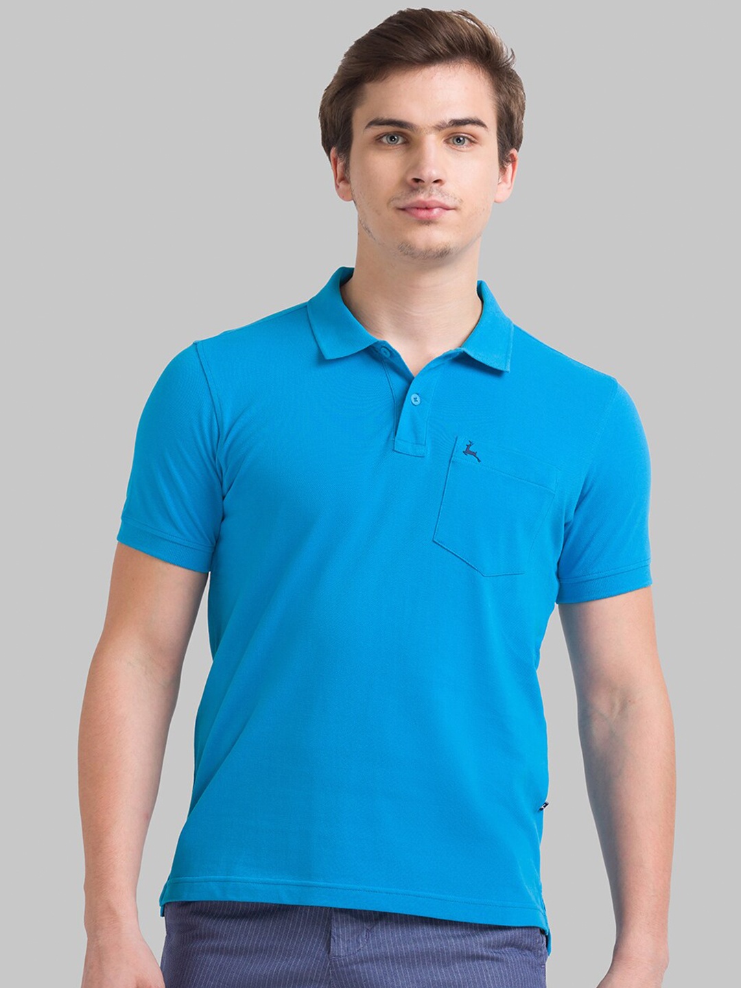 

Parx Men Blue Polo Collar Cotton T-shirt