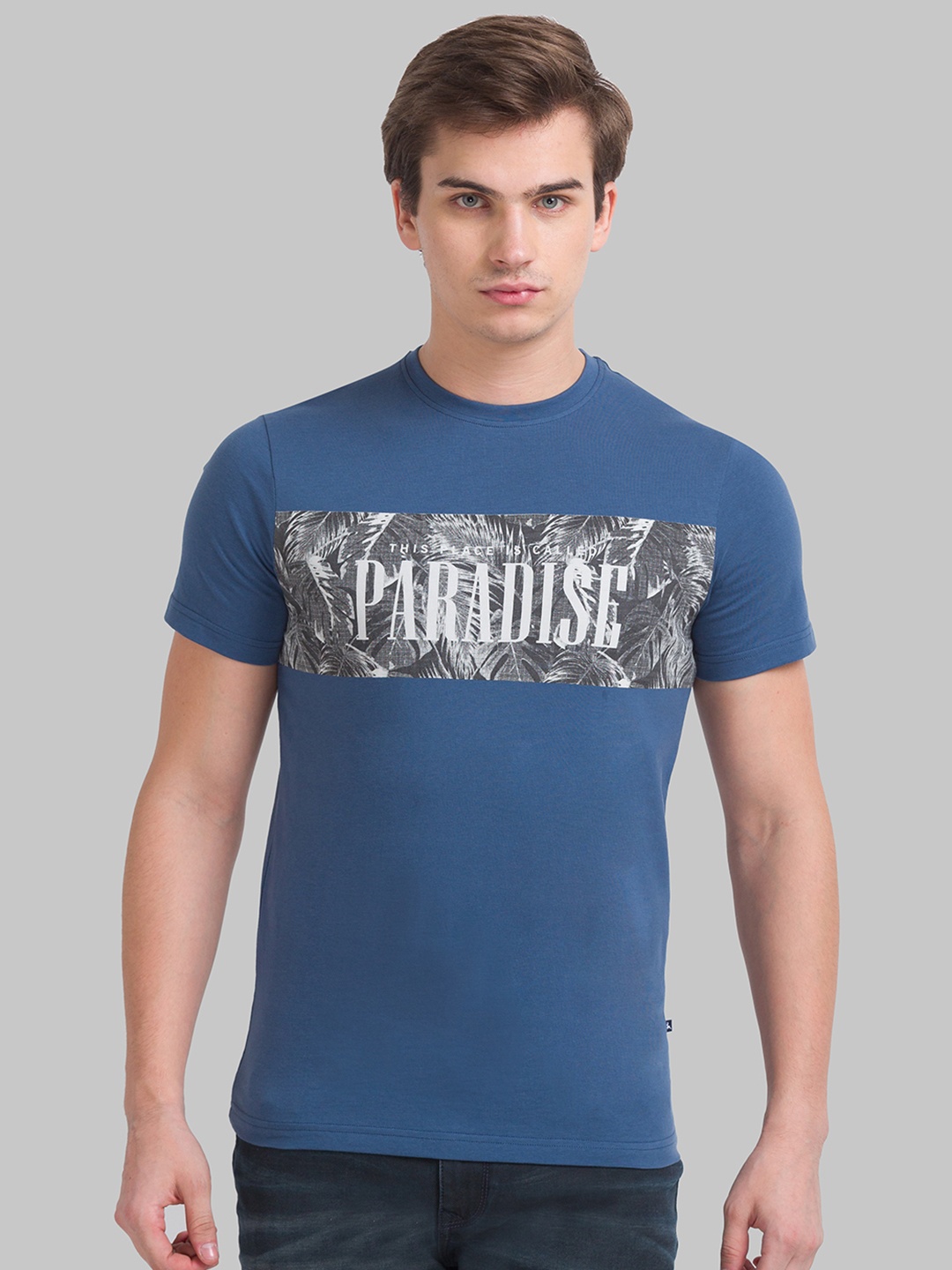 

Parx Men Blue Printed T-shirt