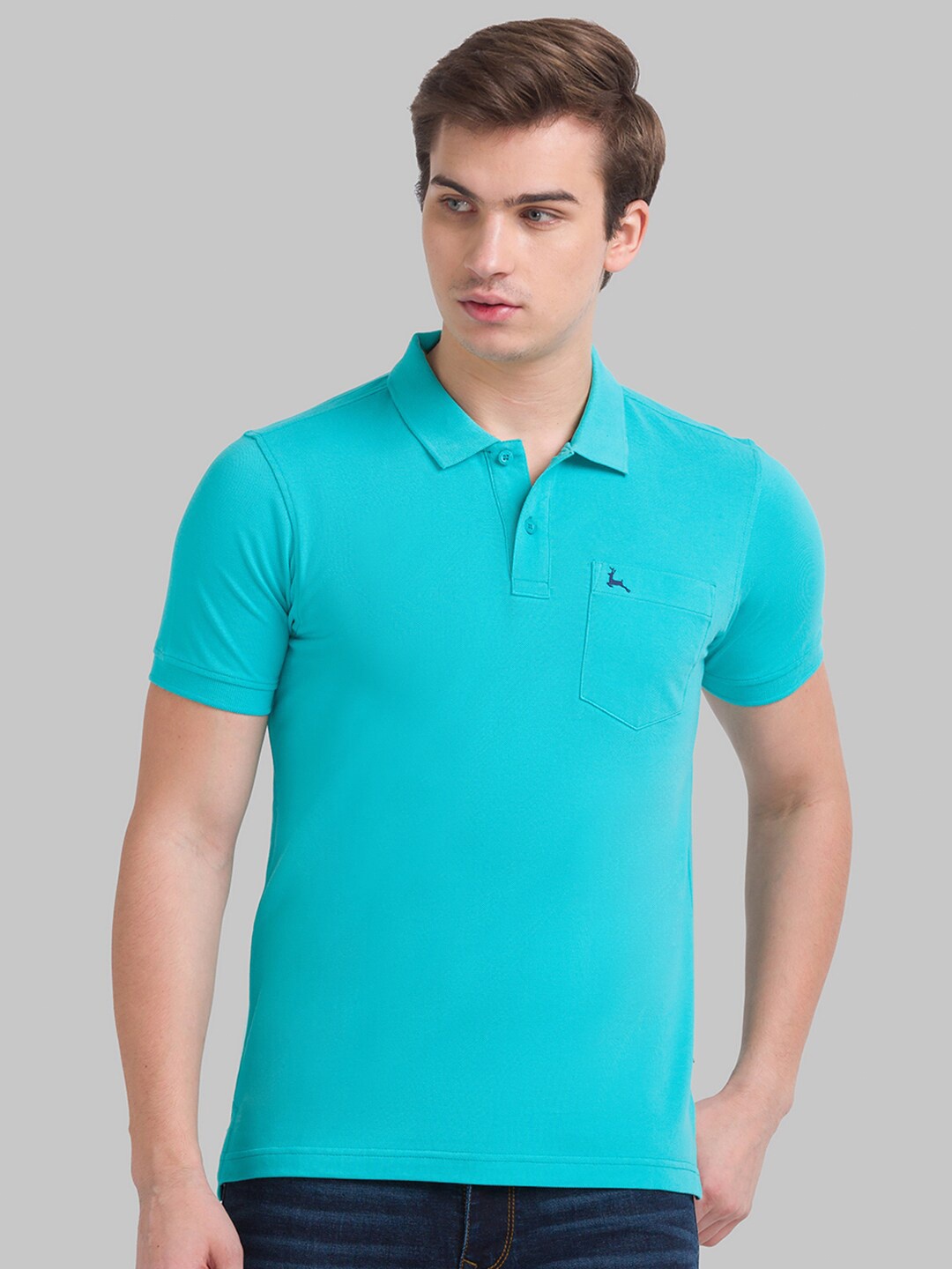 

Parx Polo Collar Cotton T-shirt, Turquoise blue