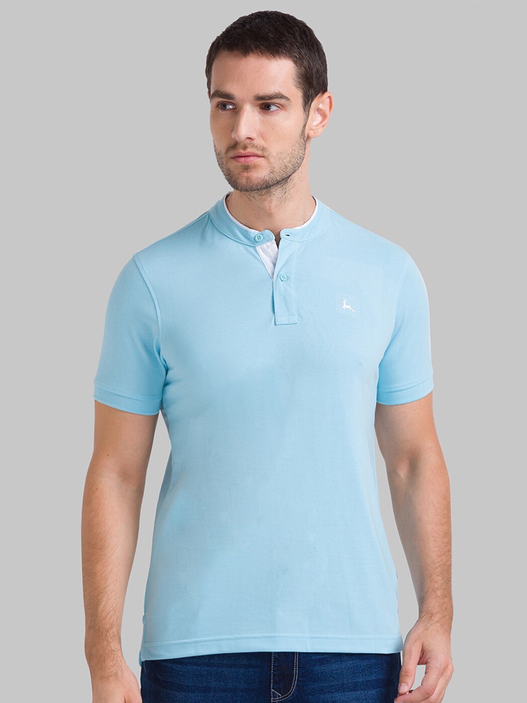 

Parx Men Blue Henley Neck T-shirt