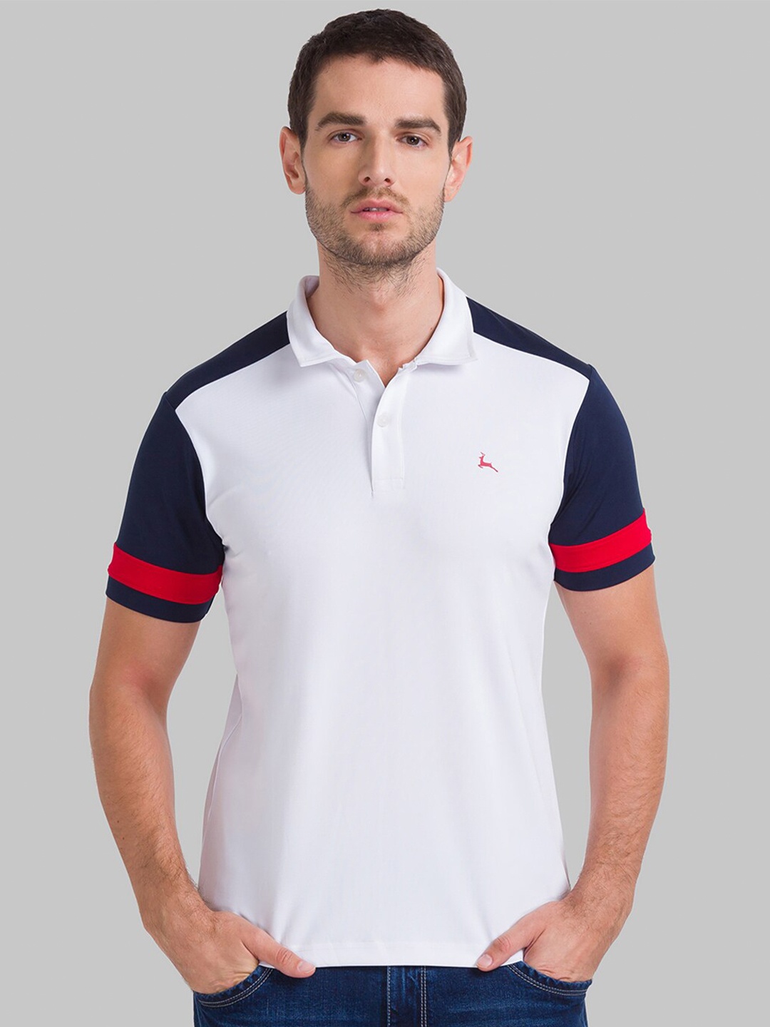 

Parx Men White Colourblocked T-shirt