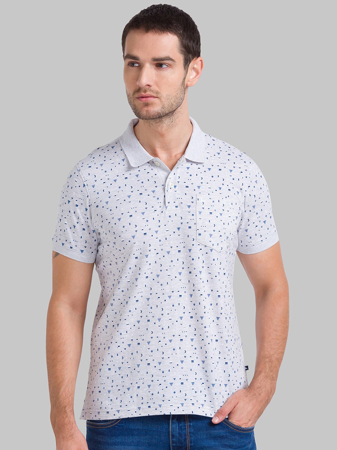 

Parx Men Grey Polo Collar T-shirt