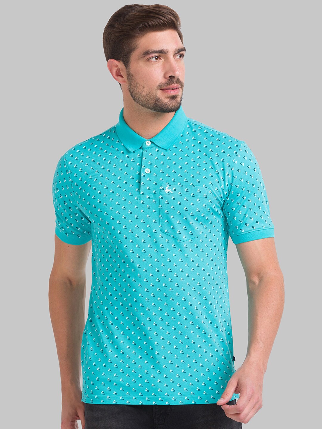 

Parx Men Green Printed Polo Collar T-shirt