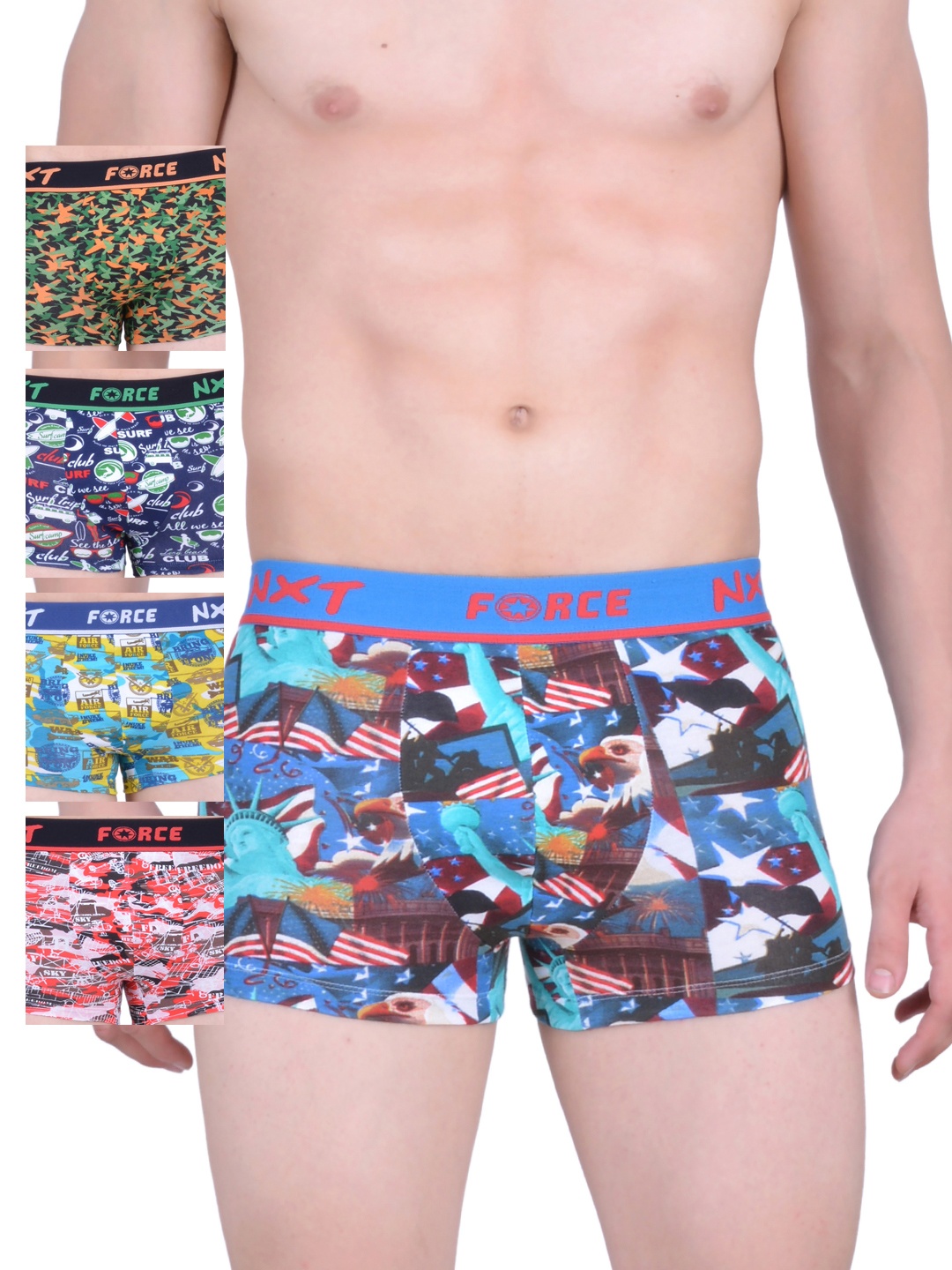 

Force NXT Men Multicoloured Pack of 5 Printed Assorted Trunks MNFL-21, Multi