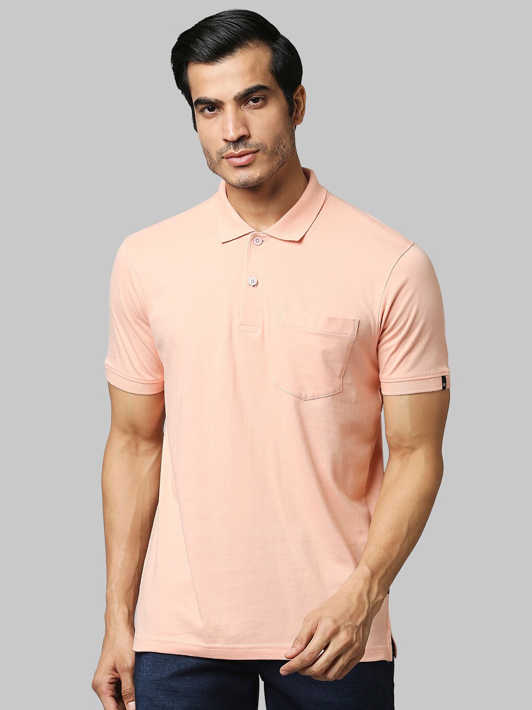 

Raymond Men Pink Polo Collar T-shirt