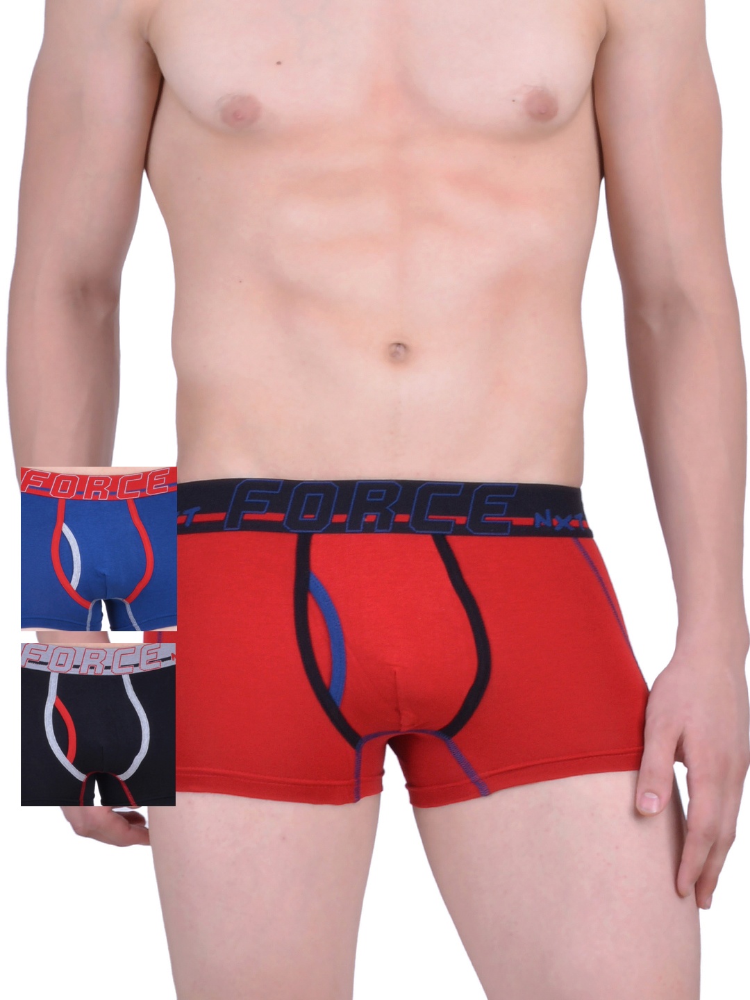 

Force NXT Men Pack of 3 Assorted Trunks MNFL-42, Red