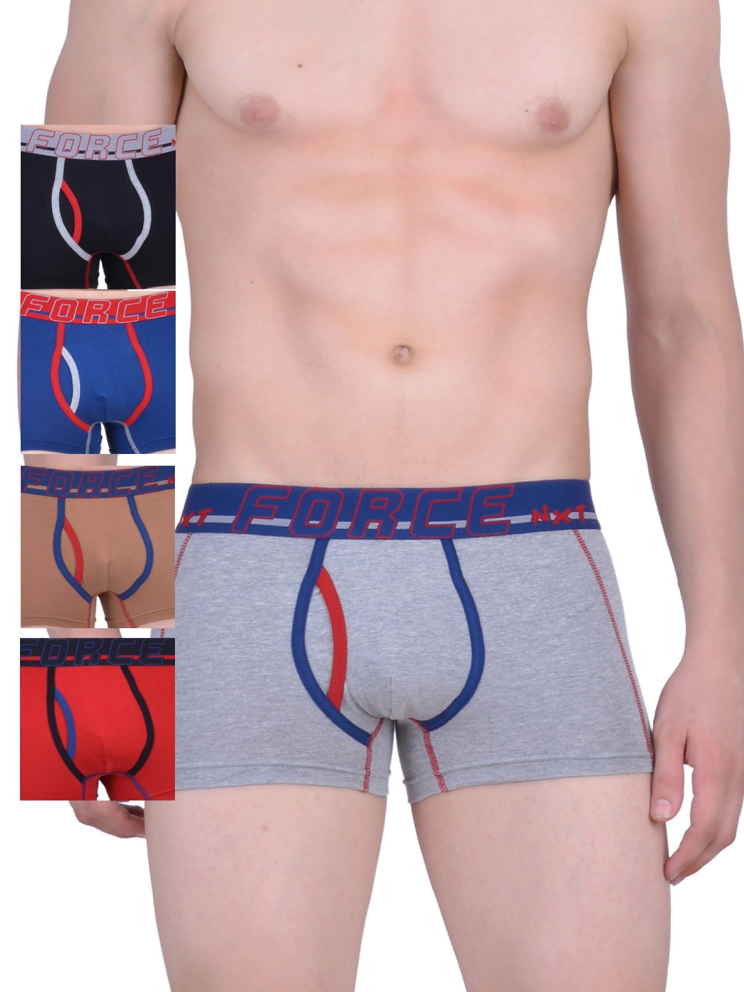

Force NXT Men Pack of 5 Assorted Trunks MNFL-42, Grey