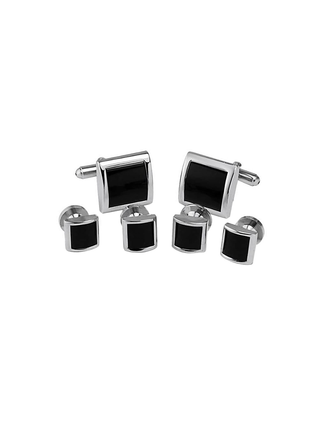 

PELUCHE Black Stone Studded Premium Onyx Opulence Cufflinks and Stud Gift Set