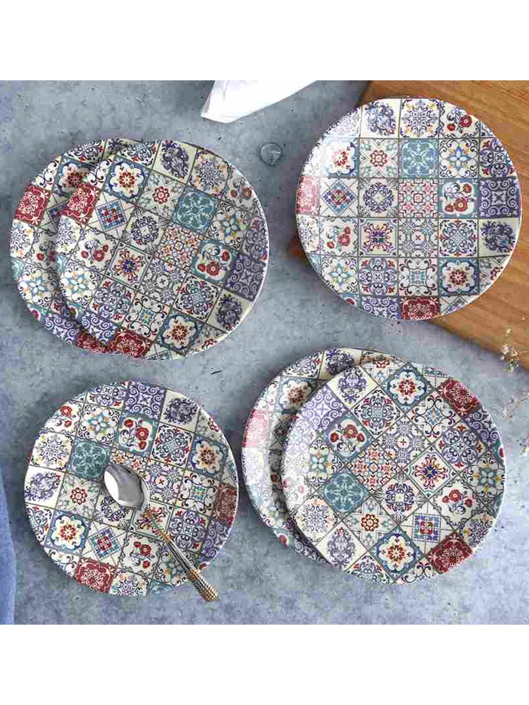 

Wonderchef Set Of 6 Blue & White Venice Quarter Plate