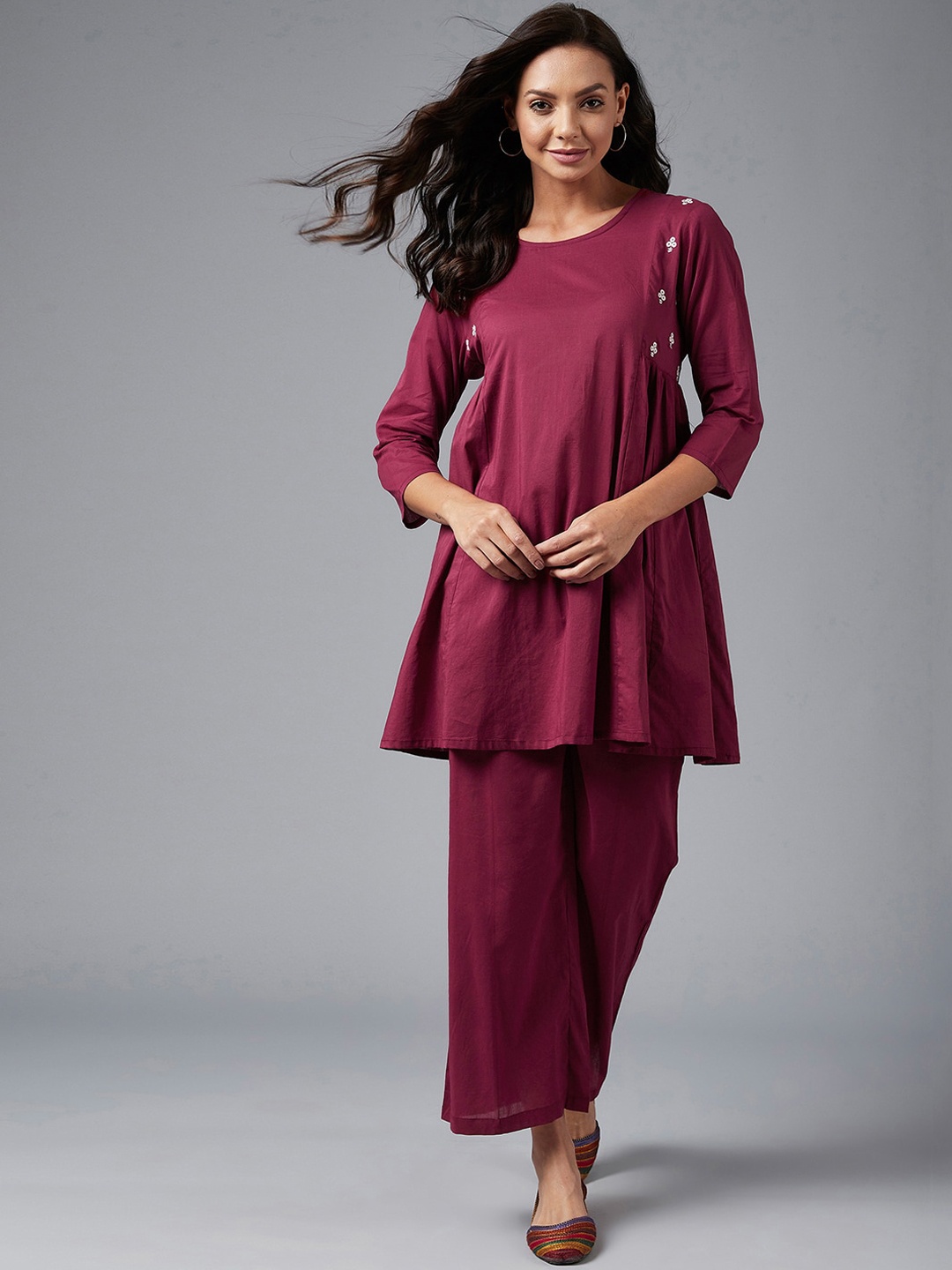 

Azira Women Maroon Empire Pure Cotton Kurta with Trousers