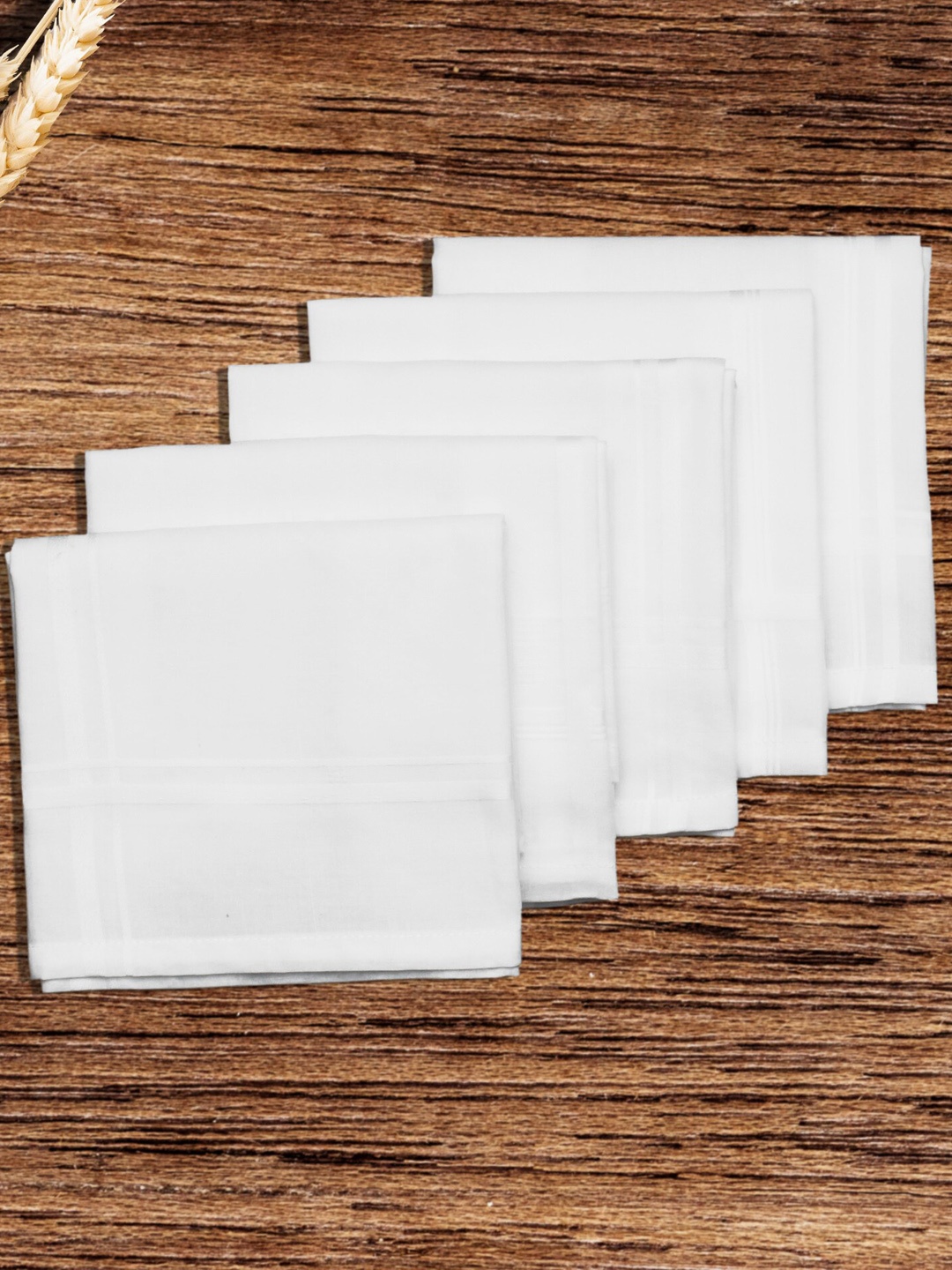 

Caruso ITALY Men Pack Of 5 White Solid Pure Cotton Handkerchief