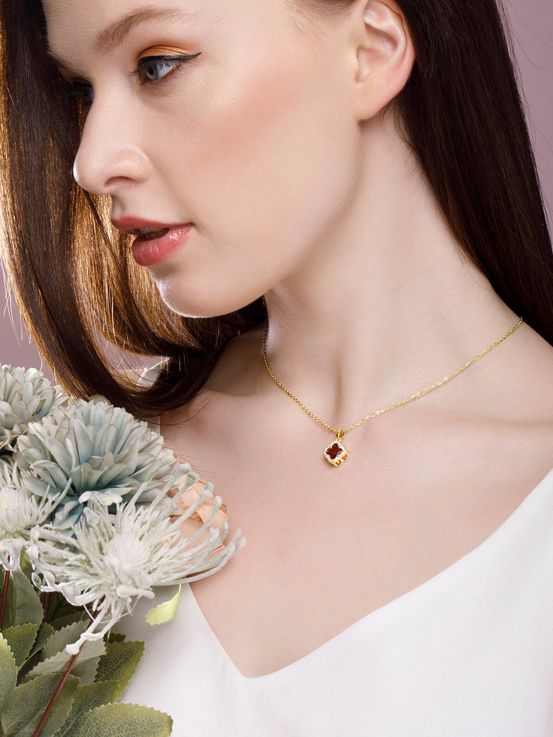 

Rubans Voguish Red 22K Gold-Plated Chain