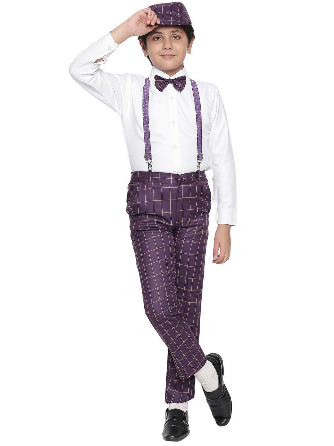 

Jeetethnics Boys Purple & White Checked Co-Ords