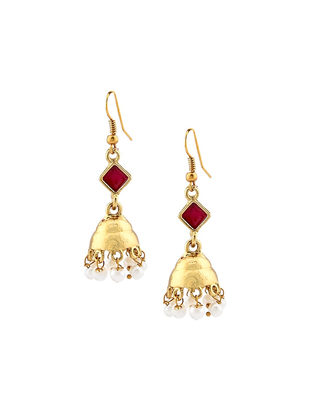 

Fida Set of 3 Pink Gold-Plated Dome Shaped Jhumkas Earrings