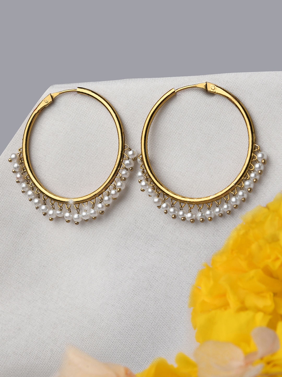 

Fida Gold-Plated & Pink Circular Hoop Earrings