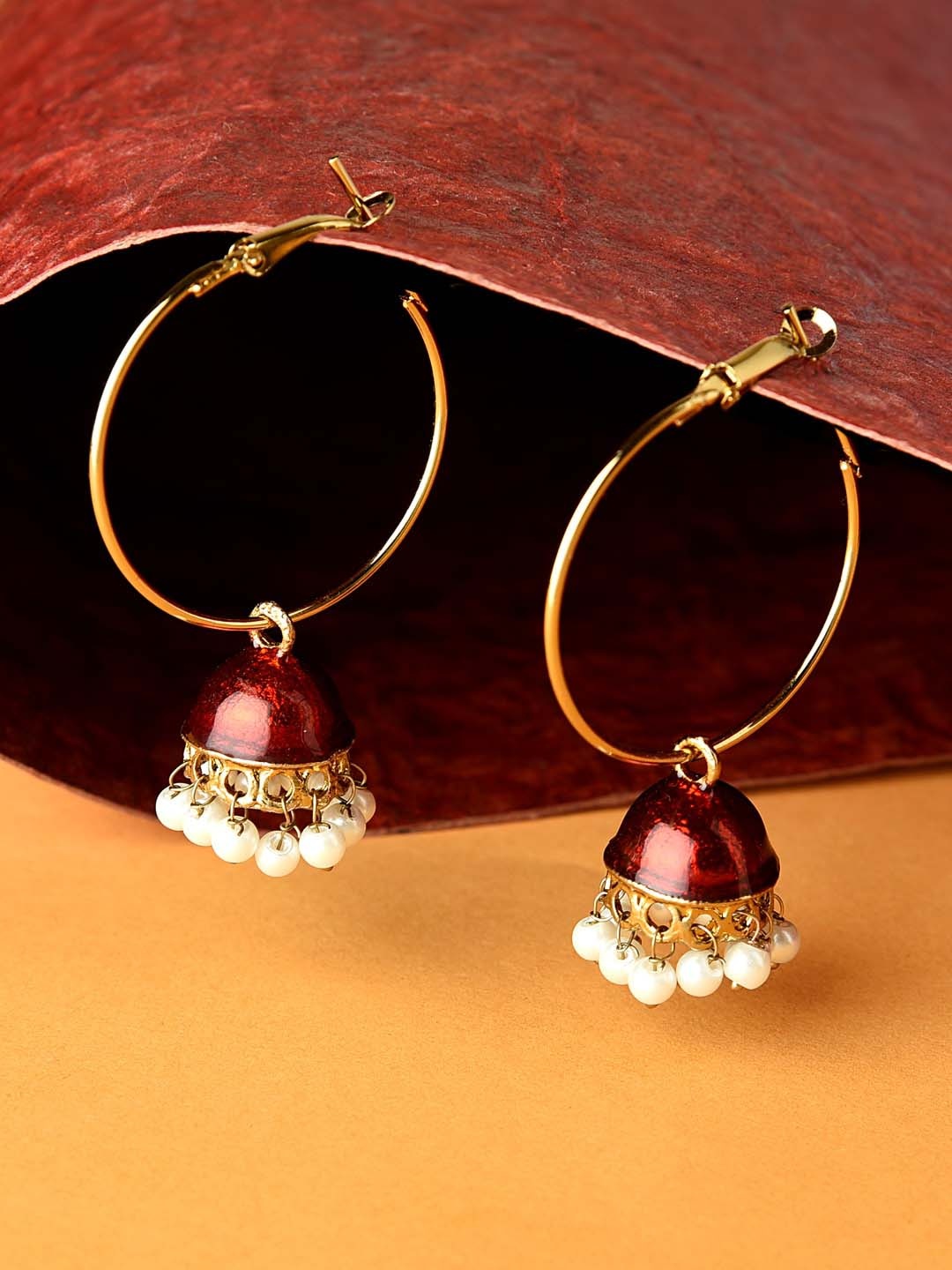 

Fida Women Red Gold Plated Circular Hoop Earrings
