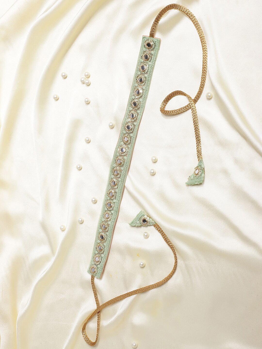 

Athena Women Gold-Toned & Green Embroidered Waist Belt