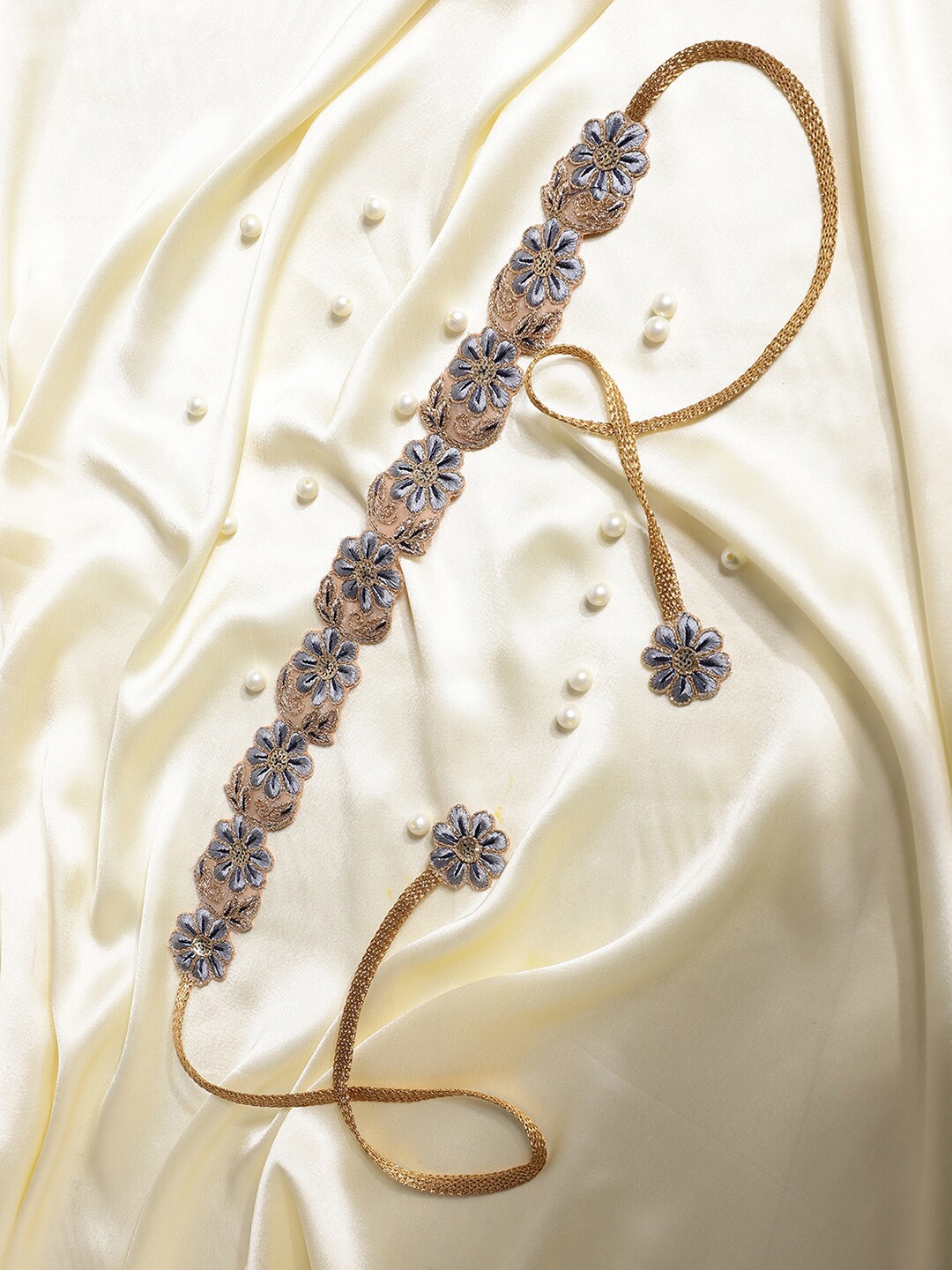 

Athena Women Gold-Toned & Blue Embroidered Waist Belt