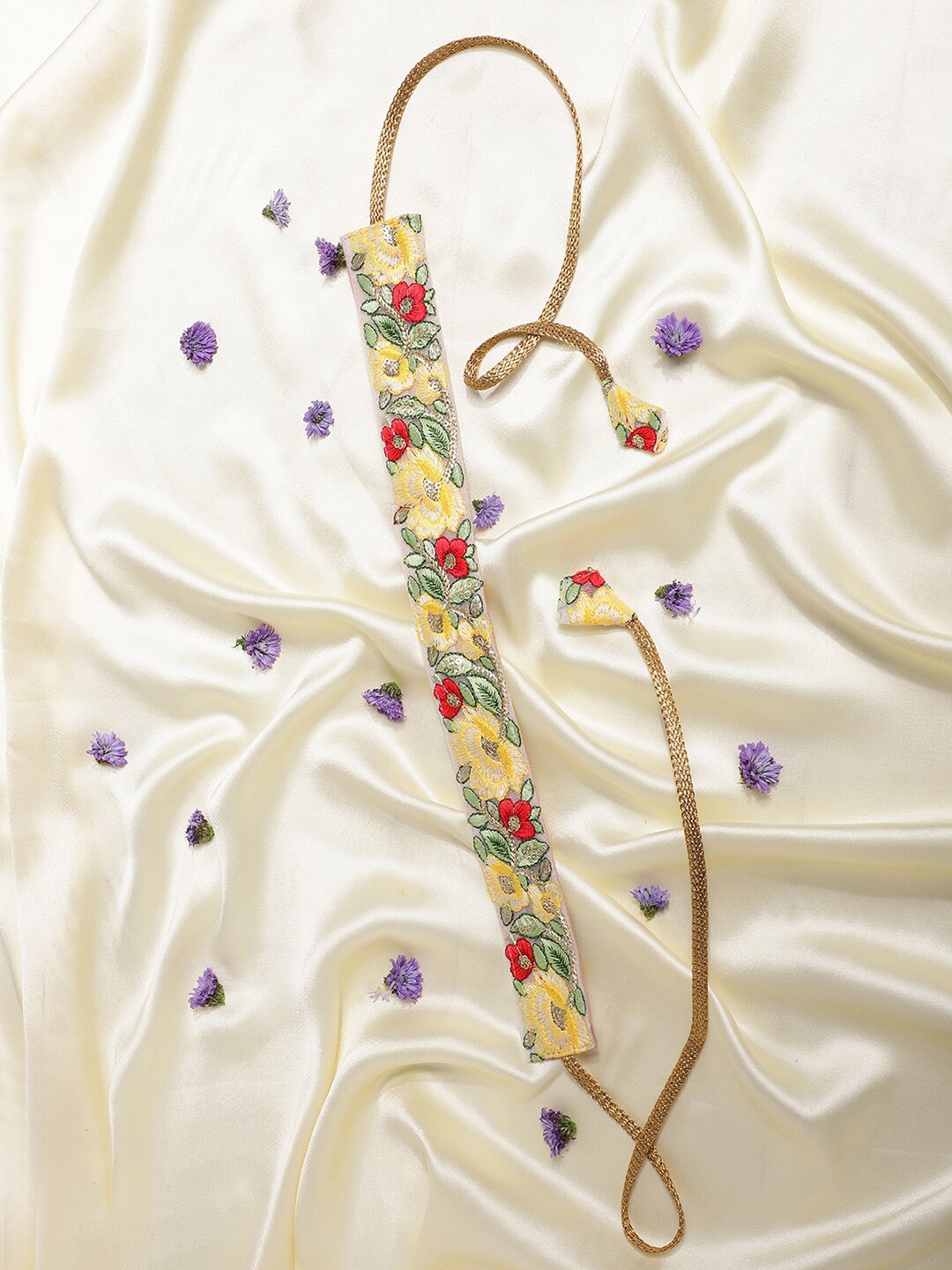 

Athena Women Yellow & Red Flower Embroidery Belt