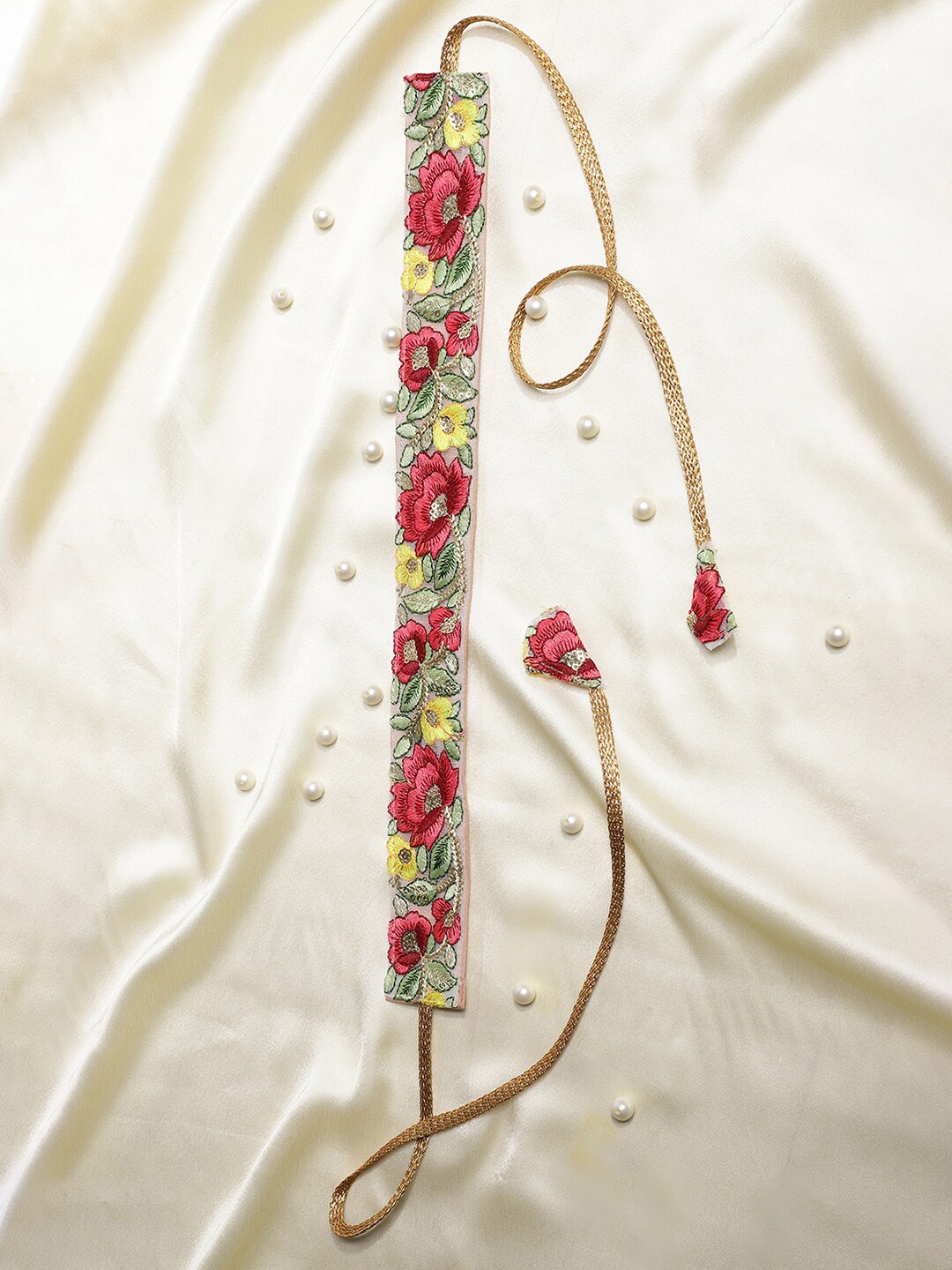 

Athena Women Pink & Green Embroidered Waist Belt