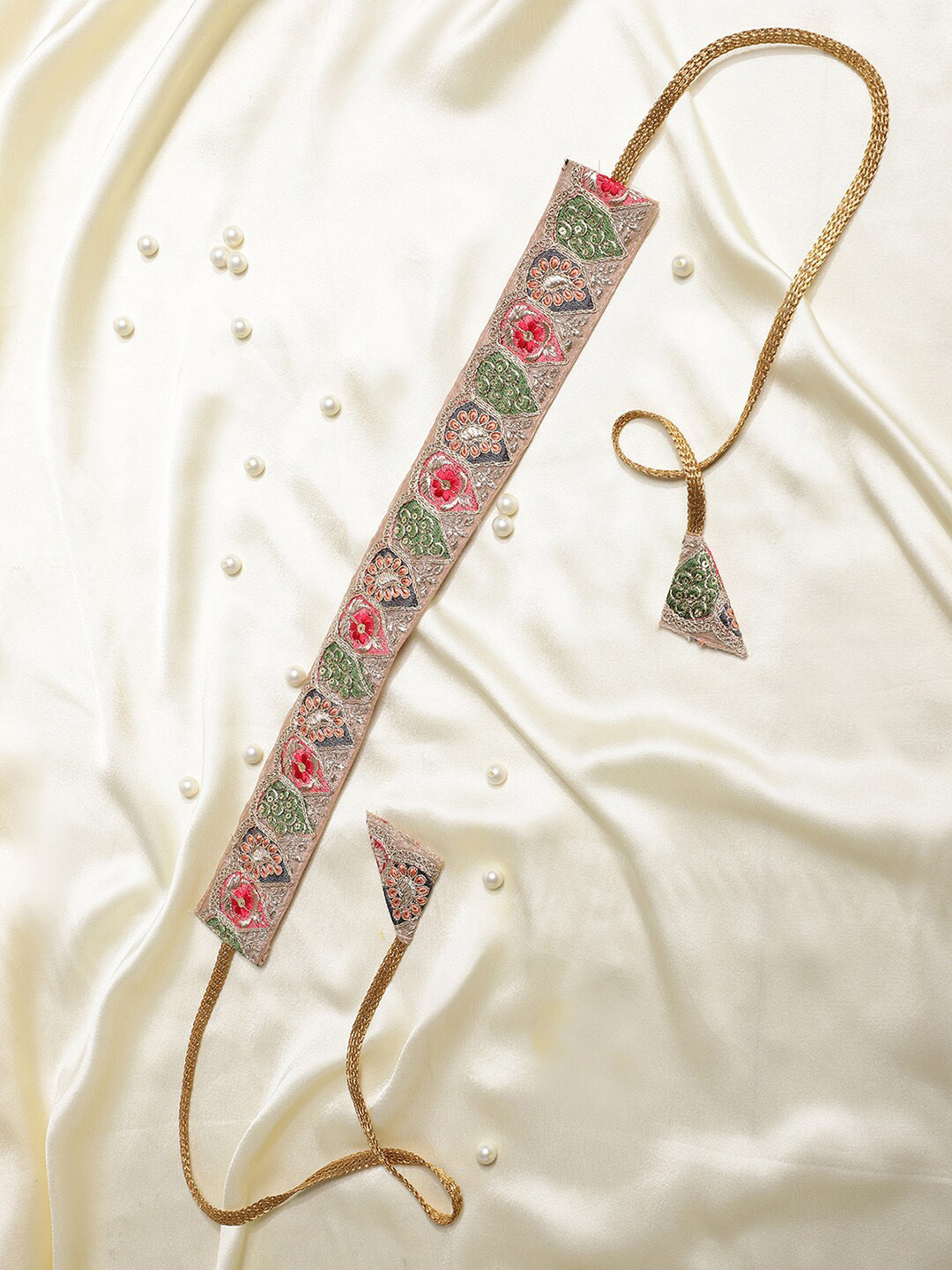 

Athena Women Gold-Toned & Red Embroidered Waist Belt