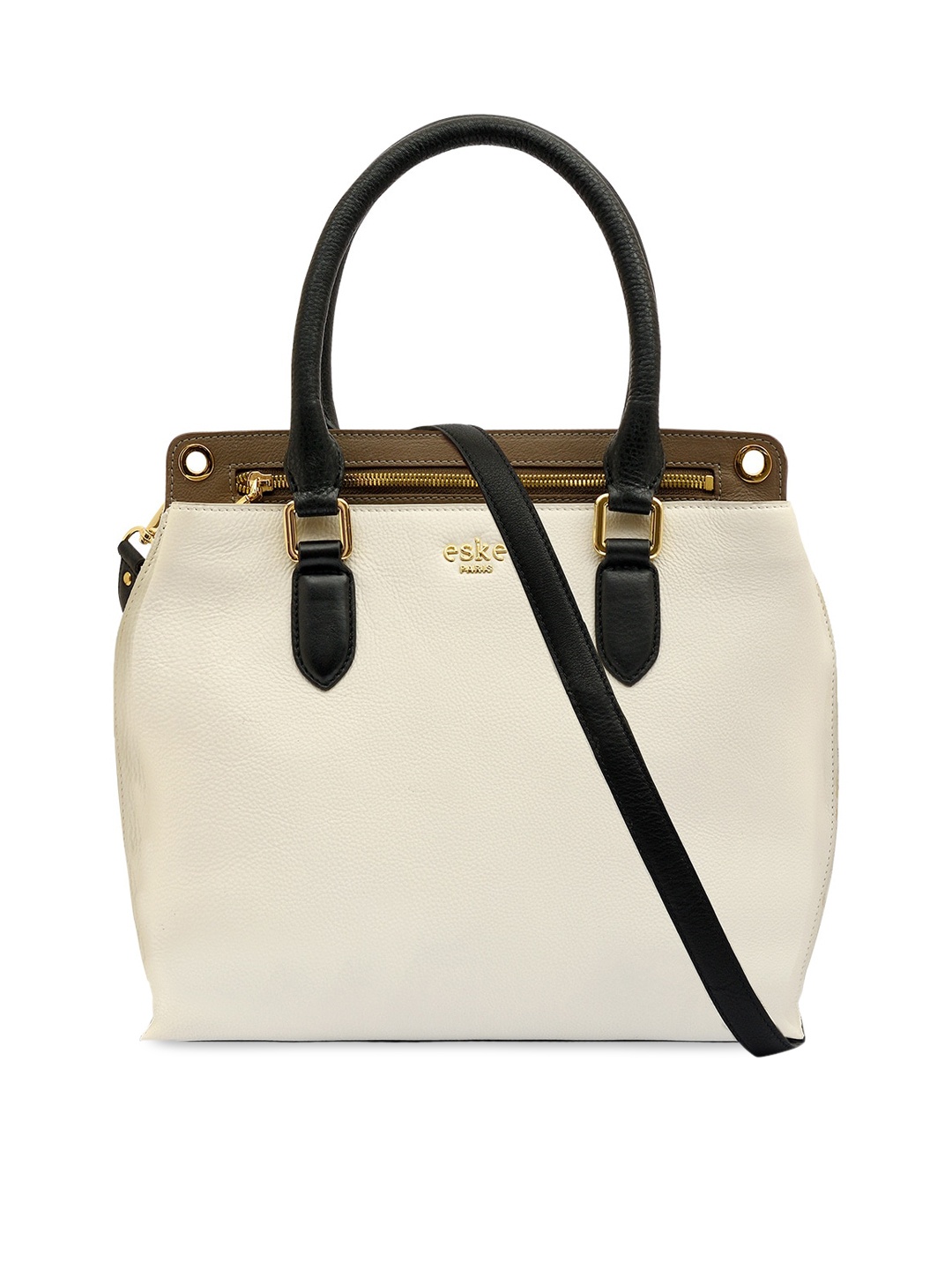 

Eske Beige Leather Shopper Handheld Bag