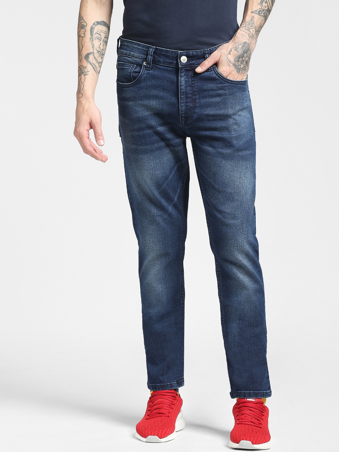 

Jack & Jones Men Blue Slim Fit Low Distress Light Fade Jeans