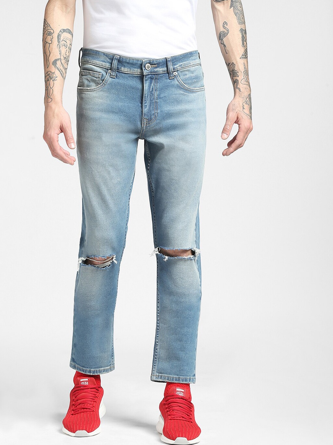 

Jack & Jones Men Blue Slim Fit Mildly Distressed Heavy Fade Jeans
