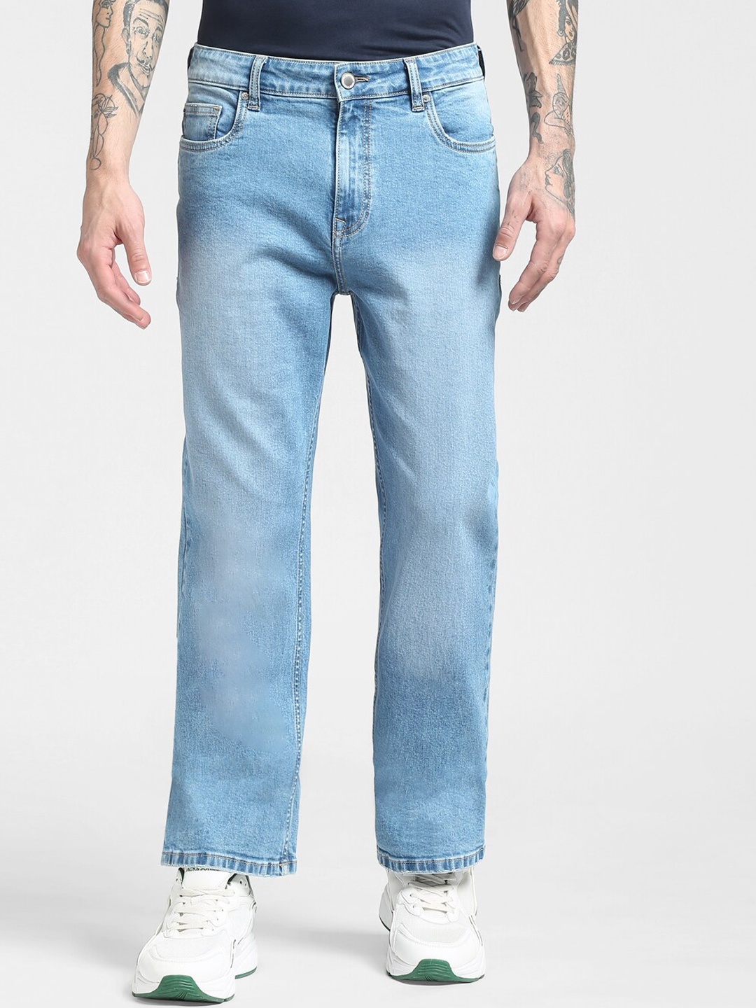 

Jack & Jones Men Blue Flared Clean Look Light Fade Jeans