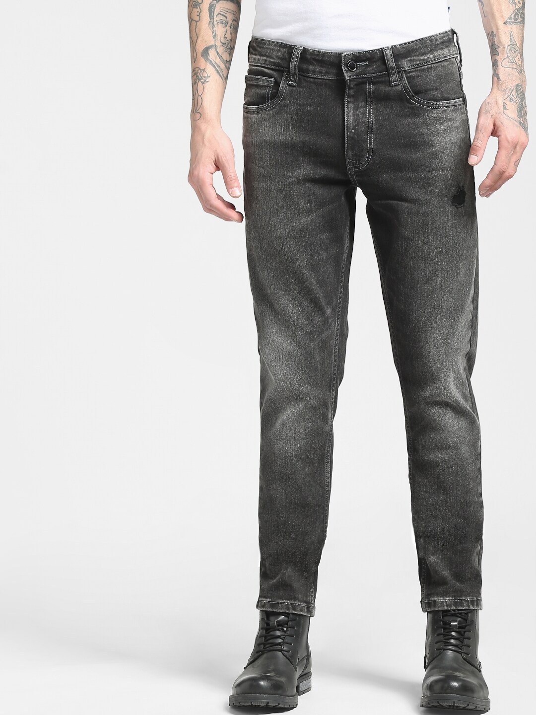 

Jack & Jones Men Charcoal Grey Slim Fit Light Fade Stretchable Jeans