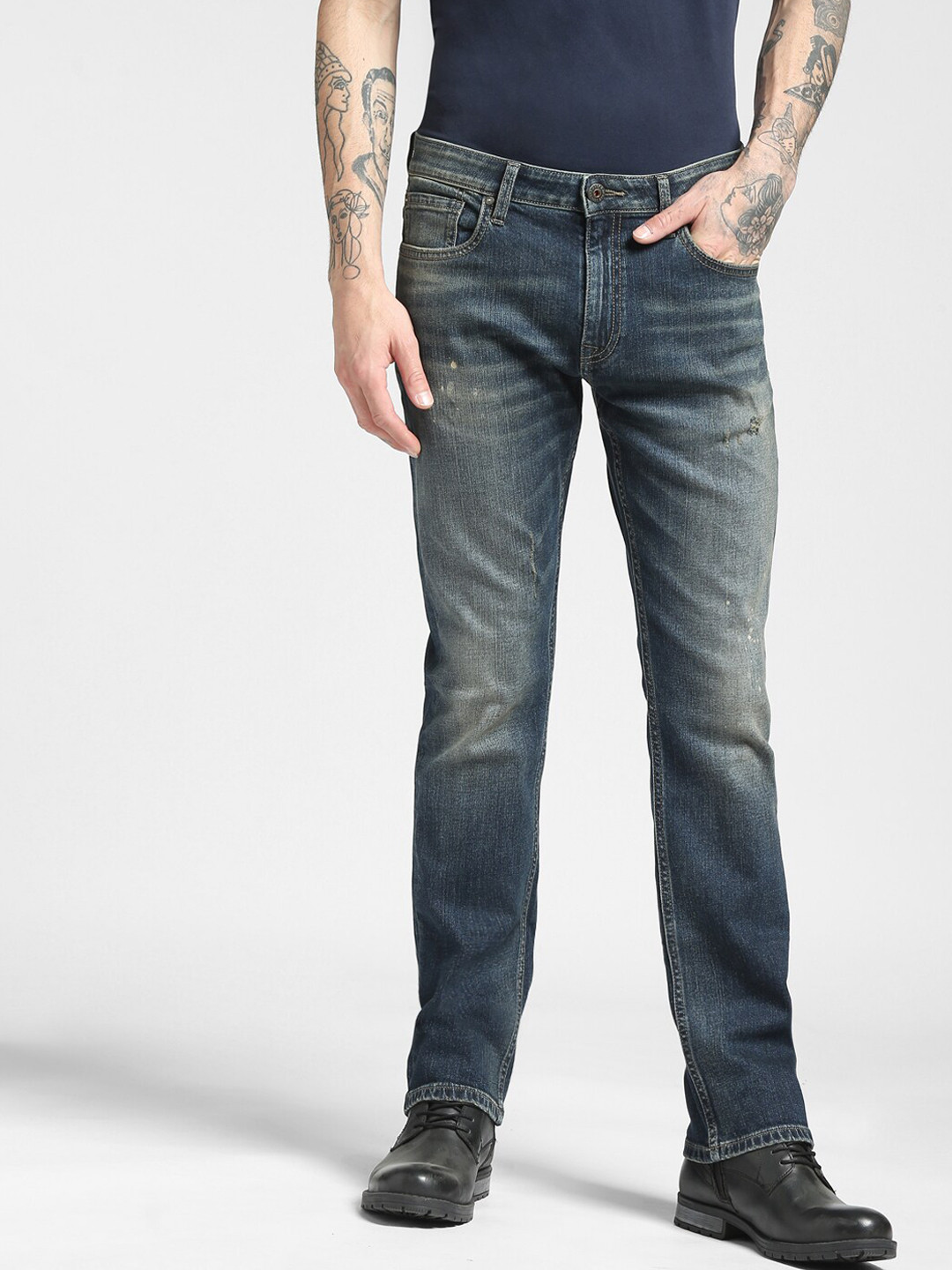 

Jack & Jones Men Blue Slim Fit Mildly Distressed Cotton Jeans