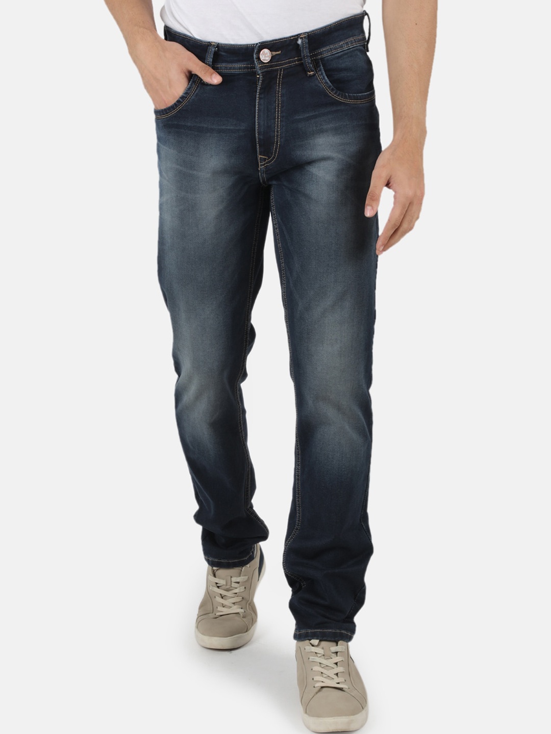

Monte Carlo Men Blue Narrow Slim Fit Heavy Fade Jeans