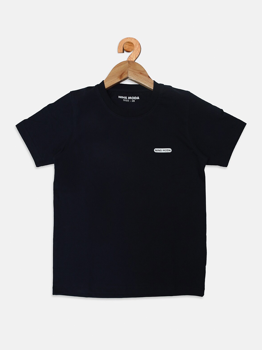 

Nins Moda Boys Navy Blue Solid Cotton Round Neck T-shirt