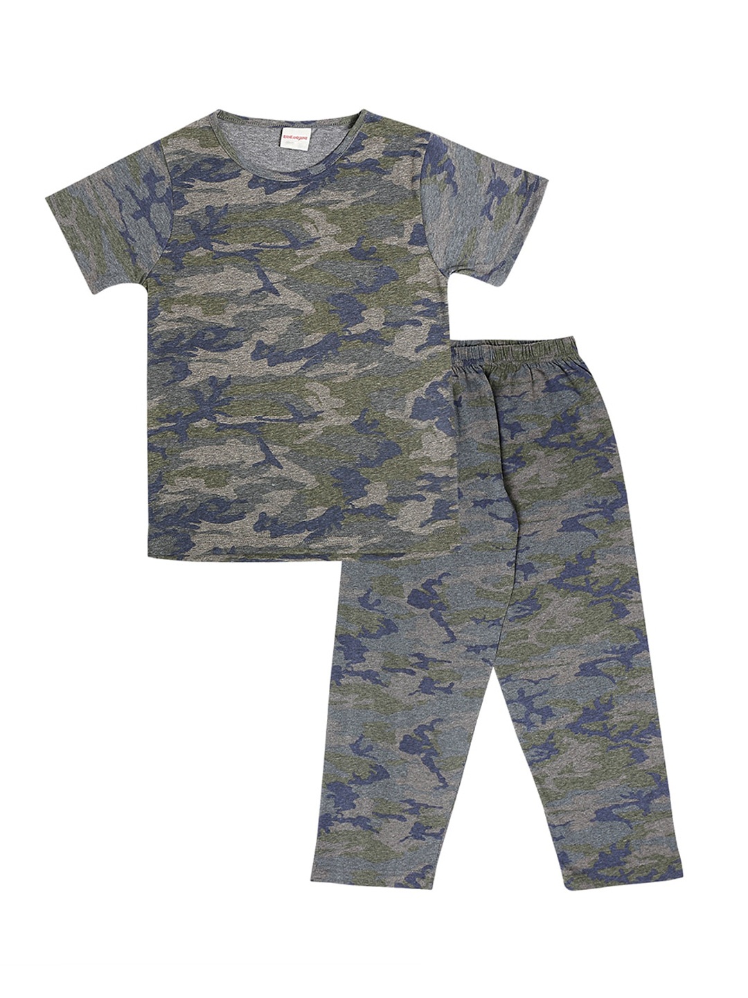 

RAINE AND JAINE Boys Khaki & Grey Printed Night Suit