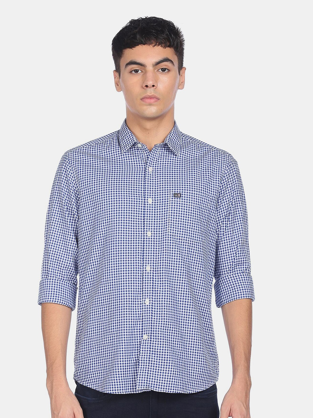 

Arrow Men Blue Micro Checks Checked Cotton Casual Shirt