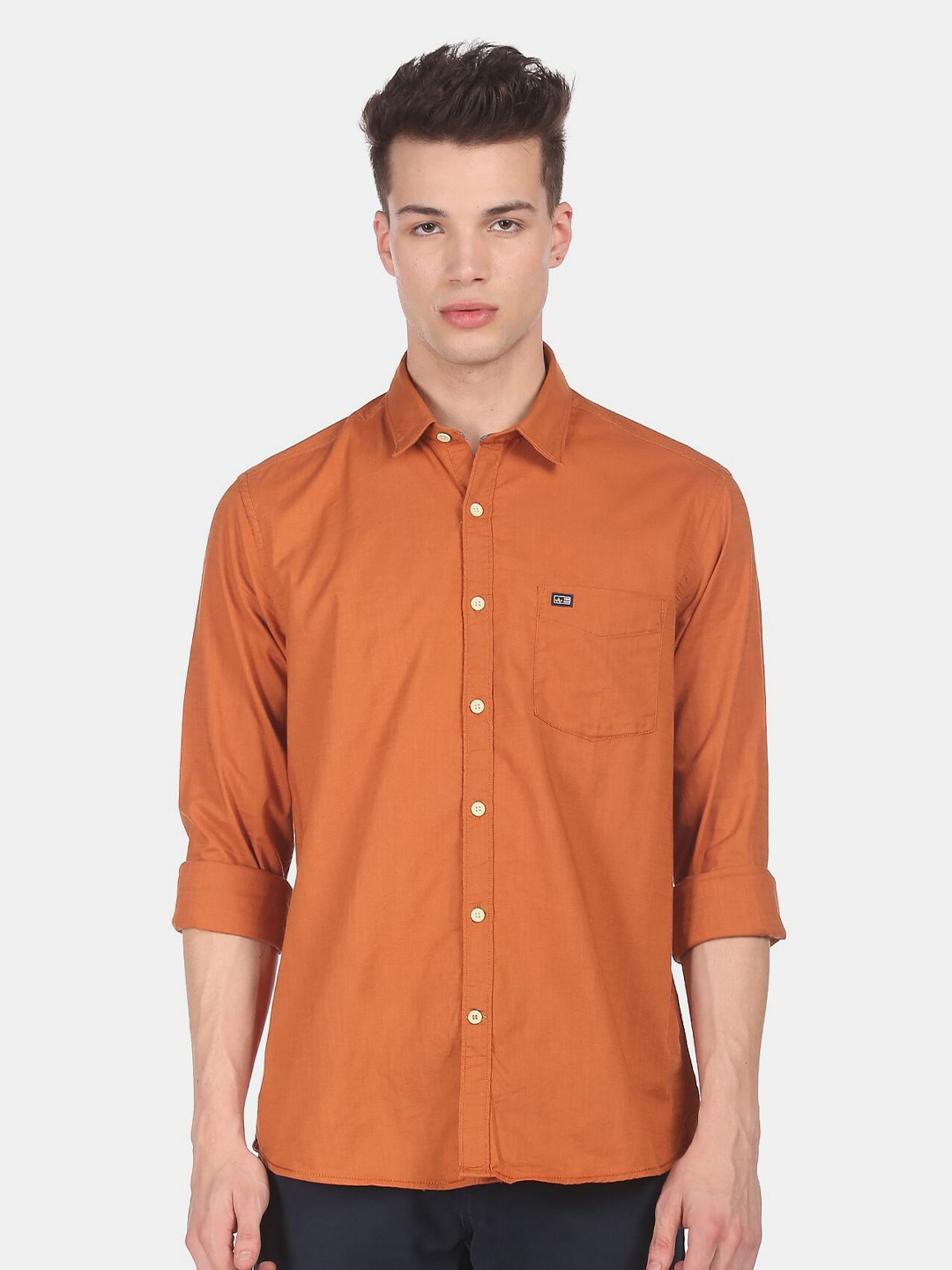 

Arrow Men Rust Pure Cotton Casual Shirt