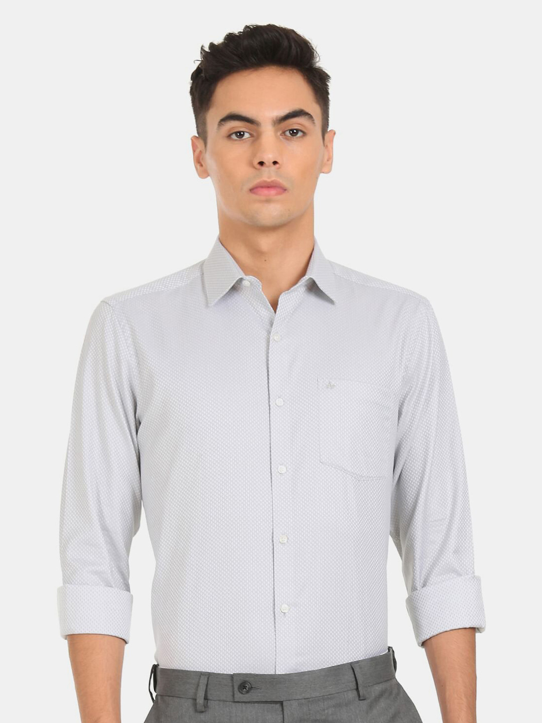 

Arrow Men Grey & White Textured Casual Shirt