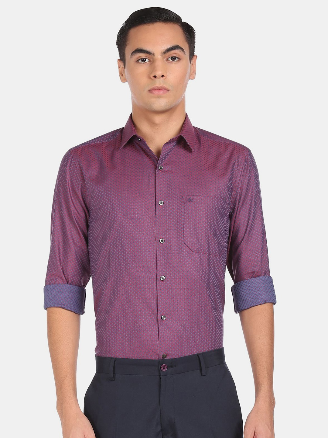 

Arrow Men Purple & Blue Textured Formal Shirt