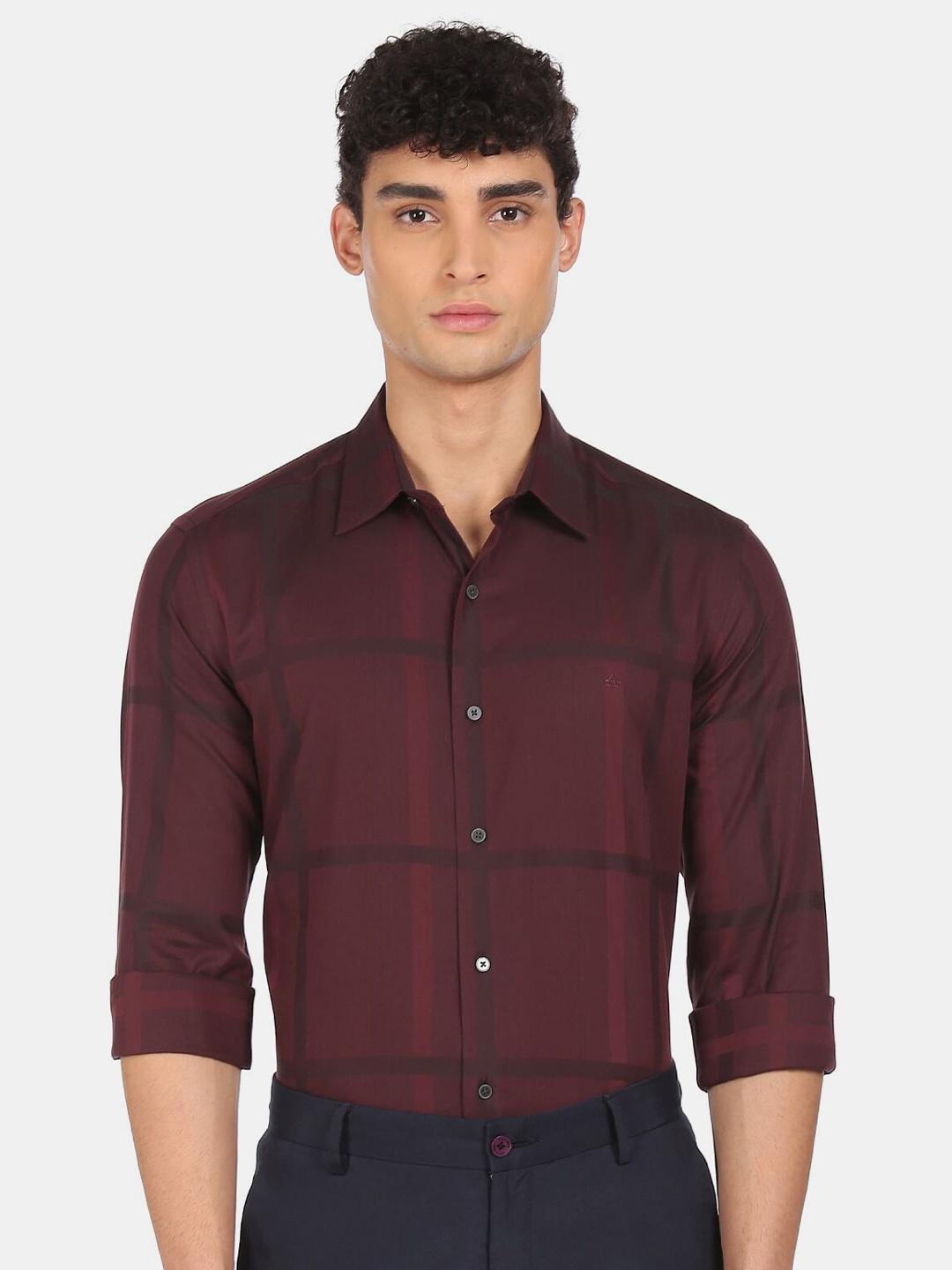 

Arrow Men Maroon Tartan Checked Casual Pure Cotton Shirt