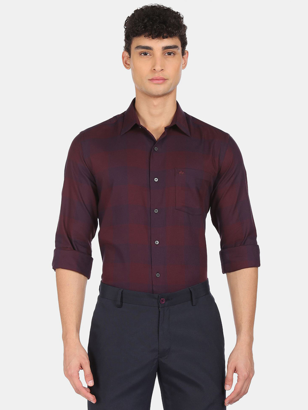 

Arrow Men Maroon Checked Casual Cotton Shirt
